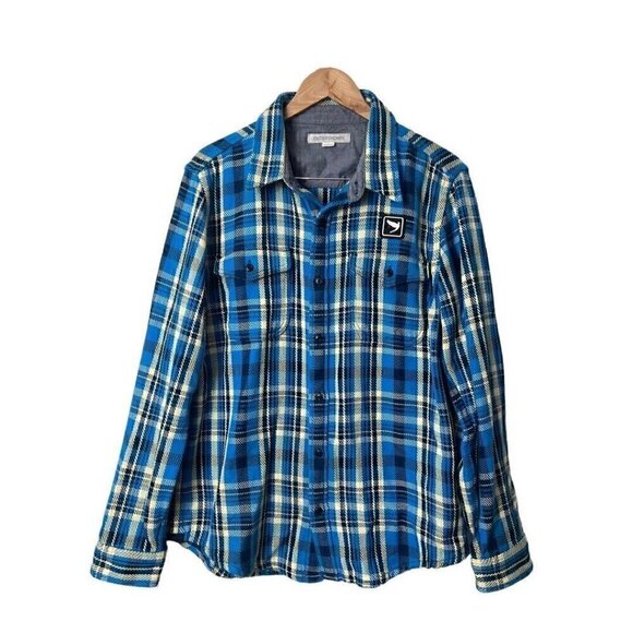 Women's Outerknown Cloud Weave Button Blanket Shirt Blue Shacket L - Picture 2 of 7